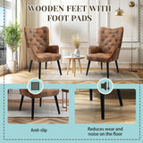 ECOTOUGE 2 Pieces WingBack Chair, Rustic Accent Chair with Arms Upholstered, Button Backrest for Living Room (Brown) ECOTOUGE