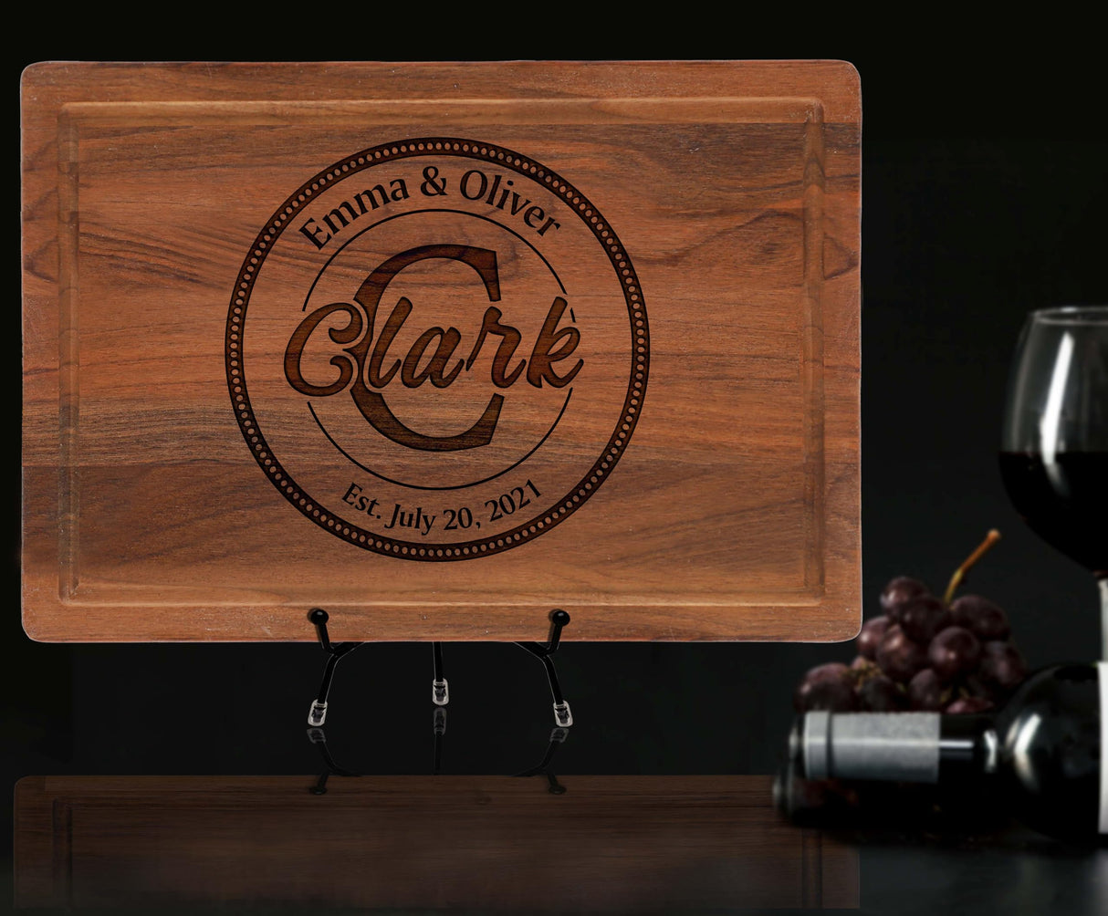 Personalized Wooden Cutting Board, Best Anniversary Gift for Couple, Personalized Name Gift for House warming, Wedding, Newly Married, Engagement, Kenzal Customized
