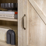 Walker Edison Georgetown Modern Farmhouse Double Barn Door TV Stand for TVs up to 80 Inches, 70 Inch, White Oak, Without Fireplace Walker Edison