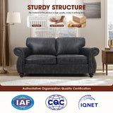 Couchus Mid-Century Vintage Sofa Couches with Rivet Design,loveseat Sofa,Removable Sofa Cover Upholstered Cushions and Solid Wood Frame (Grey, Loveseat) Couchus