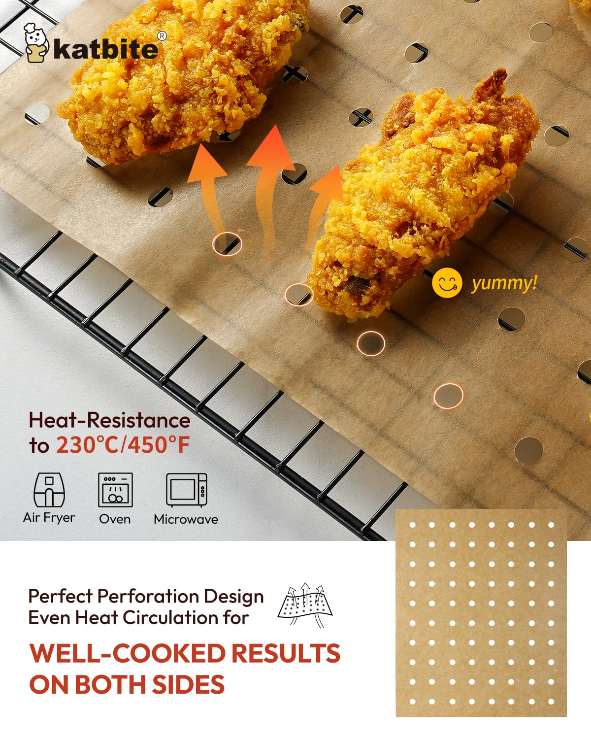 Katbite Air Fryer Parchment Paper Liners 180cs Airfryer Liners Disposable 9x11 Inch Perforated Parchment Paper Sheets Basket Liner Accessories For Toaster oven,Air Fryer, Fit Cuisinart, Ninja Foodi katbite