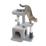 Pesofer Cat Tree, Small Cat Condo with Sisal Scratching Post and Massage Post Light Gray Pesofer