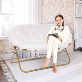 Milliard Double Cozy Chair/Faux Fur Saucer Chair for Bedroom/X-Large Loveseat, White Milliard