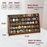 ASmileIndeep 5 Rows Challenge Coin Holder Display Stand Holds 50 Coins for Wall Mount or Tabletop, Solid Wood Military Coin Rack Display Case for ASmileIndeep