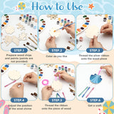 128 Pcs Summer Ocean Wind Chime Making Kit Make Your Own Sea Animals Wind Chime Wooden Ocean Animals Arts Ornaments for DIY Crafts Activity Birthday Summer Party Decoration Anglechic