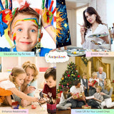 Framed Paint by Numbers Kit for Adults Beginners & Kids Ages 8-12, Sun and Moon Acrylic Easy Paint by Number with Frame, Watercolor Painting by Number Kits on Canvas Framed (8 * 8 Inch, without Easel) Axquilon