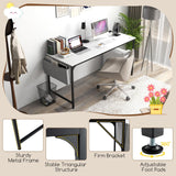 Tangkula 60" Conference Desk Set of 4, Modern Boardroom Desk with Storage Bag, Headphone Hook, Sturdy Metal Frame, Rectangular Seminar Table with Charging Station Tangkula