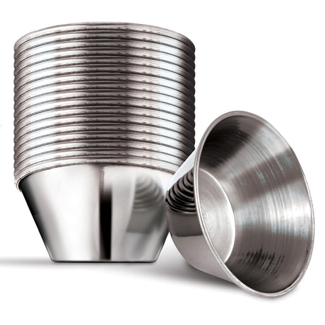 1.5 oz Stainless Steel Condiment Cups (12 Pack), Individual Portion Dipping Sauce Cups, Small Metal Ramekins for Ketchup, Marinara, BBQ Sauce, and More! Reusable Condiment Cups for Restaurants Stock Your Home