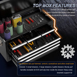 Granper High Capacity 8-Drawer Tool Chest, Tool Box with Wheels, Movable Rolling Tool Chest, Tool Chest with Wheels, Heavy Duty Tool Cabinet for Workshop, Garage and Repair Room(Cool Black) Granper