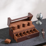 ProCase Watch Case for Men, 10 Slot Watch Display Stand with Acrylic Lid, Watch Display Case with Drawer, 2-Layer Mens Watch Box, Watch Holder Organizer for Men Women -Espresso ProCase