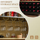 BREEZEHEAT 70" Tall Bar Cabinet, Arched Cabinet with Glass Doors, Farmhouse Whiskey Station with Wine Rack and Glasses Holder, Liquor Bar Cabinet for Home Kitchen Living Dining Room, Black BREEZEHEAT