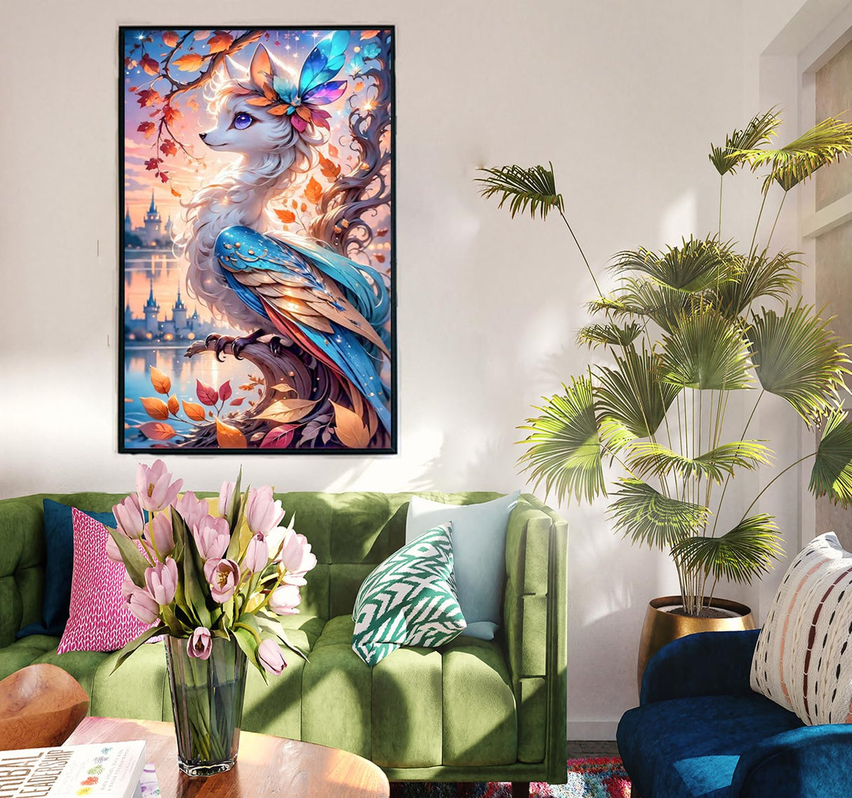 Liccyy 40 * 70CM 5D Diamond Art Painting Kits for Adults Teen Starters with Tools,DIY Full Crystal Drill Bead Art Paints by Numbers for Home Wall Decoration Gift,Phoenix Round Gems Liccyy