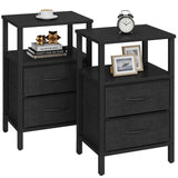 TUTOTAK End Table, Couch Side Table, Nightstand with Cloth Drawer, Set of 2, Bedside Table, Black TB01BK066 TUTOTAK