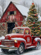 Christmas Diamond Art Kits for Adults Beginner, Truck 5D Diamond Painting Kits for Adults, DIY Full Drill Winter House Diamond Dot Gem Painting for Home Wall Decor 12x16 inch BYGFHLYW