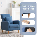 COLAMY Modern Upholstered Accent Chair Armchair with Pillow, Fabric Reading Living Room Side Chair,Single Sofa with Lounge Seat and Wood Legs, Blue COLAMY