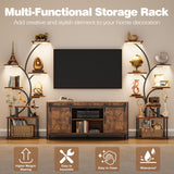 POZILAN 8 Tier Corner Shelf with LED Light, 62.2” Tall Display Shelf, Corner LED Bookshelf Display Cabinet Case with Lights, Collectibles Display Shelf for Living Room,Bedroom Decor POZILAN