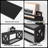 RICHER HOUSE Floating Shelves with Guardrail, Rustic Wood Shelves for Wall Décor, Farmhouse Bathroom Accessories Wall Mounted, Bathroom Wall Organizer over Toilet Storage, Kitchen, Living Room - Black RICHER HOUSE