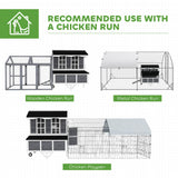 PawHut 43" Chicken Coop with Wheels, Mobile Chicken House with Nesting Box, Windows, Pull-Out Tray, Perches, Wooden Chicken Tractor for 2-4 Hens, Rabbits, for Backyard, Patio, Gray PawHut
