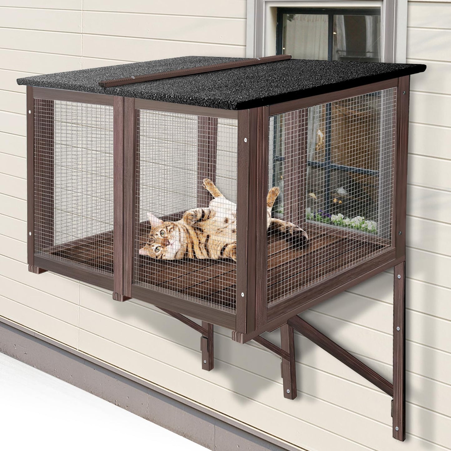 Cat Catio Window Catio for Indoor Cats Expandable Cat Window Perch with Outdoor View Window Box for Multiple Cats for Viewing,Sunbathing,Relaxing,Playing,Lounging, Sleeping,Enjoying Scenery