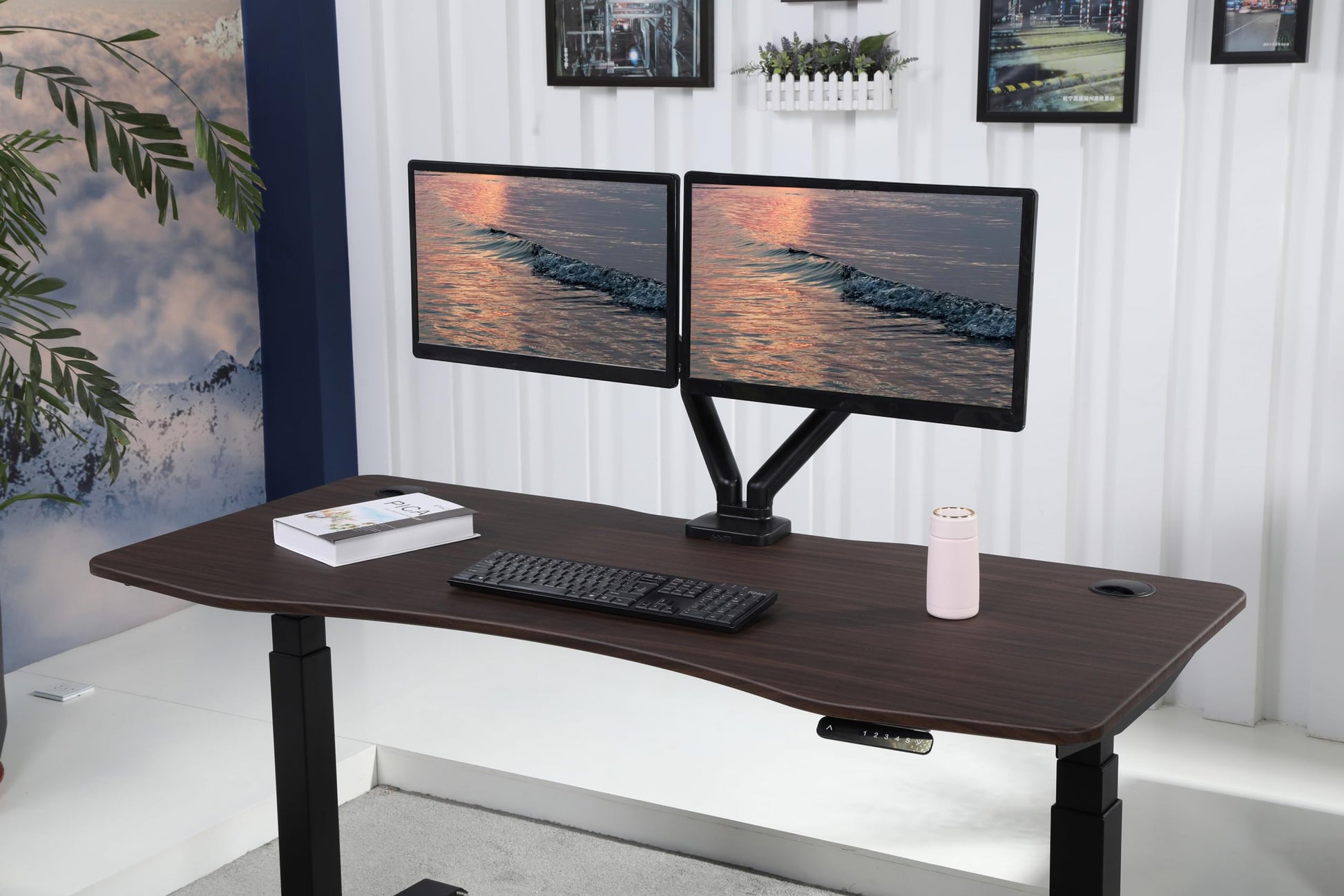 ApexDesk K Series 71" Height Adjustable Standing Desk with Memory Controller, Walnut - WoodArtSupply