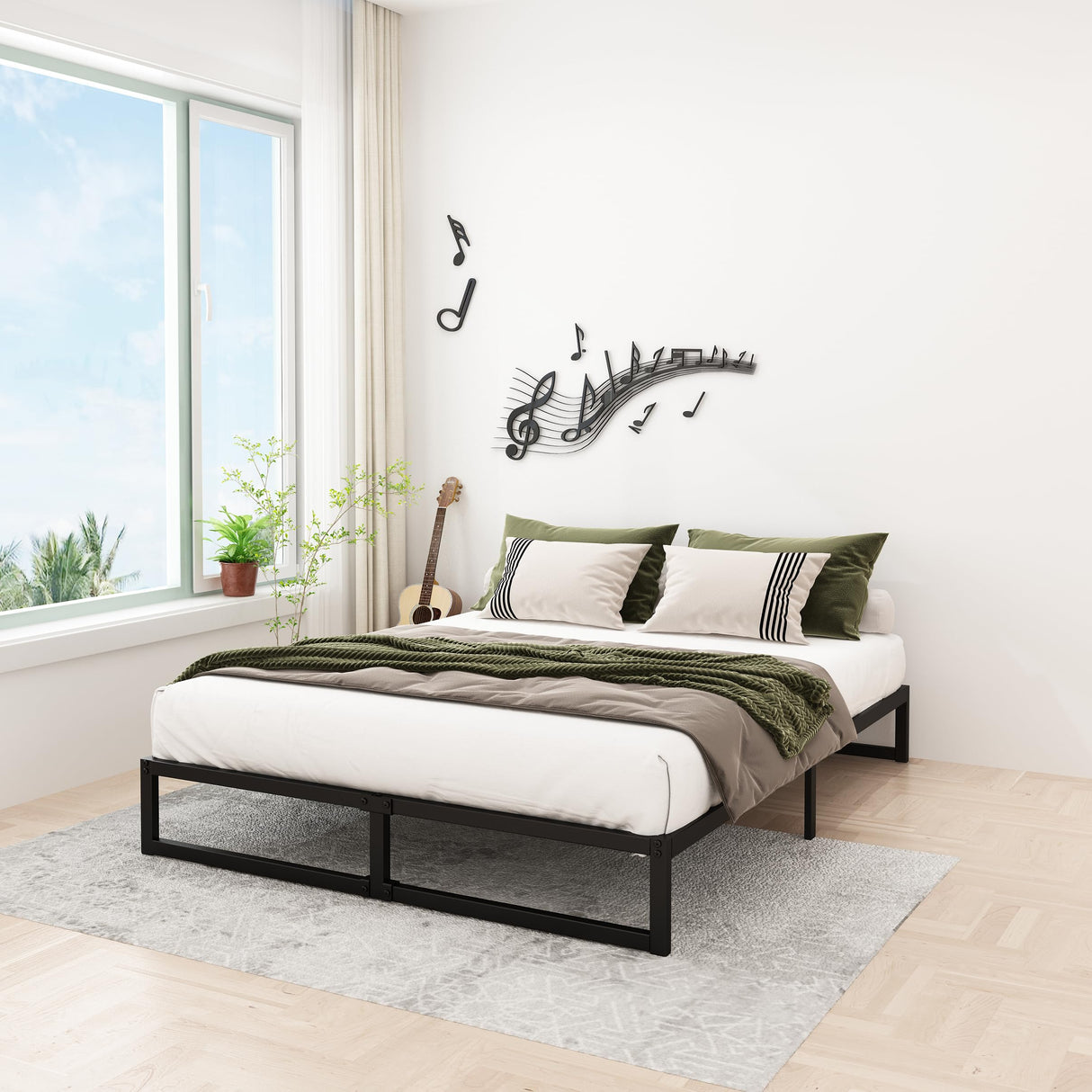 Lutown-Teen 12 Inch King Size Bed Frame Sturdy Mattress Foundation, Heavy Duty Metal Platform with Steel Slats Support No Box Spring Needed, Noise Free, Easy Assembly, Black Lutown-Teen