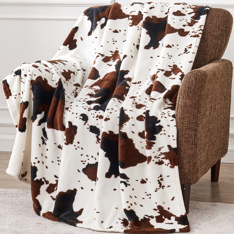 Soft Cow Print Blanket, Ultra Cozy Cow Throw Blanket for Couch Bed and Travel, Cow Decor Throw Blankets for All Seasons 50"x60" Edenleaf
