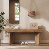 Tribesigns 47" Wooden Entryway Bench, Farmhouse Indoor End of Bed Bench, Long Table Benches Seat for Bedroom, Hallway, Foyer, End of Bed (Rustic Brown) Tribesigns