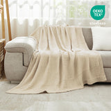 EMME Cotton Throw Blanket Large 50"x70" Gifts for Women 100% Muslin for Couch Breathable Gauze All Season Light Tan Soft and Lightweight Pre-Washed EMME
