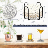 MeltsetM Coasters for Drinks Absorbent Woven Coaster Set with Holder Farmhouse Cute Cloth Fabric Cup Coasters for Coffee Table Office Desk, Handmade Boho Decor Tabletop Protection, 8 Pack Meltset M