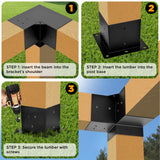 WIMART Pergola Bracket, 3-Way Pergola Right Angle Bracket, Raised Wood Bracket for 6"x6" (Inner Dimensions: 5.5"x5.5") Wooden Beam, Pergola, Garden, Gazebo,... (Set 8) WIMART