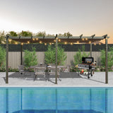 Domi Outdoor Living 11' X 20' Outdoor Pergola with Retractable Canopy Aluminum Shelter Sun Shade Grape Trellis for Patio, Backyard and Lawn, Gray domi outdoor living