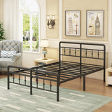 EMODA 16 Inch King Bed Frame with Headboard and Footboard, Heavy Duty King Size Metal Bed Frame, No Box Spring Needed, Easy Assembly EMODA