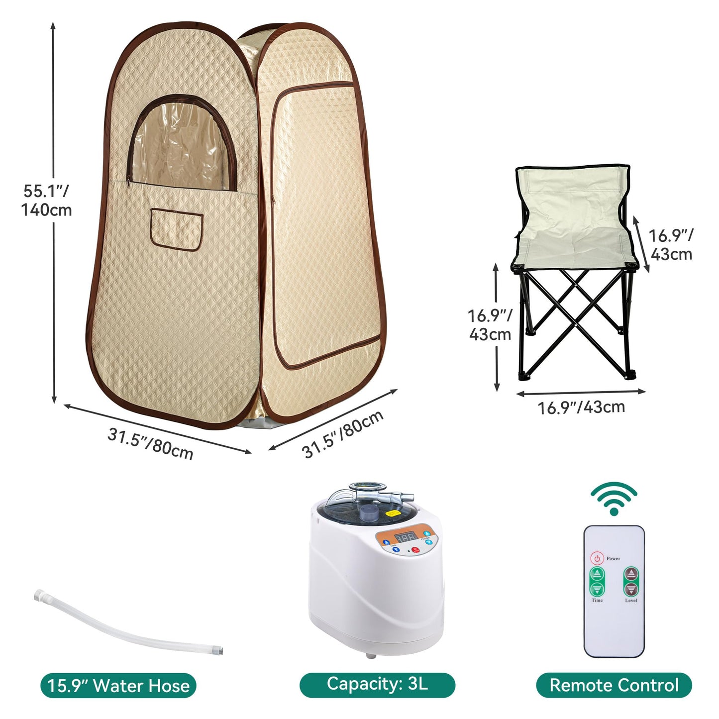 YITAHOME Portable Sauna Box 3L 1000W, Home Sauna Steam Tent Indoor, Steamer Generator with Folding Chair Remote Control, Sauna Steam Room