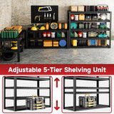 cynnda 5-Tier 60”W x 24”D x 78”H Garage Shelving Adjustable Metal Storage Shelves 3000LBS Garage Shelving Heavy Duty Utility Shelf Unit Storage Racks for Warehouse(Black) cynnda
