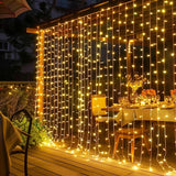 Dazzle Bright 300 LED Curtain Lights, Plug in Fairy Curtain Lights for Bedroom, Christmas Hanging String Lights Outdoor for Window Backdrop Wall Wedding Patio Indoor Dorm Party Decor, Warm White Dazzle Bright