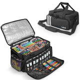 ORKELS Craft Paint and Marker Organizer, Acrylic Paint Storage Bag with Brush and Bottle Holders, Large Marker Carrying Case for Artists (Black) ORKELS