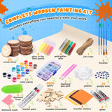 Wooden Painting Kit Crafts Kit for Kids Ages 6-12, 24 Wood Slices Glow in The Dark Arts and Crafts with Painting Craft Activities Kits, Creative Art Toys for 5, 6, 7, 8, 9, 10, 11, 12 Year Old Kids Ideashop