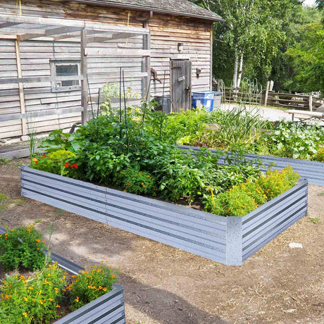 FOYUEE Galvanized Raised Garden Beds for Vegetables Large Metal Planter Box Steel Kit Flower Herb, 8x4x1ft FOYUEE