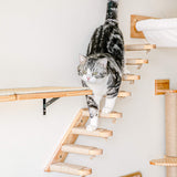 FUKUMARU Cat Climbing Shelf Wall Mounted, Four Step Cat Stairway with Jute Scratching for Cats Perch Platform Supplies FUKUMARU