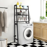 MallKing Over The Toilet Storage, Wooden 3-Tier Over-The-Toilet Rack Bathroom Space Saver Organizer, Freestanding Above Toilet with Toilet Paper Holder and Hooks (Black) MallKing