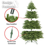 Homelogik 8 Ft Christmas Tree Premium Hinged Pre-lit Artificial w 750 Warm White Light, Easy Assembly Included Metal Foldable Stand New (Warm Light) Homelogik