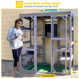 Aivituvin Cat House Outdoor Catio Kitty Enclosure with Super Large Enter Door,Wooden Cat Cage Condo Indoor Playpen with Platforms,Small House,70 Inch Aivituvin