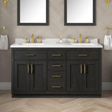 OVE Decors Bailey 60 in. W x 22 in. D x 34.5 in. H Double Sink Bath Vanity in Matte Black Wood with White Engineered Quartz Top OVE Decors