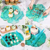 meekoo 2 Pcs Large Silicone Resin Tray Molds with 4 Pcs Handles Serving Tray Molds Resin Mold for Making Jewelry Plates Tea Coasters Art Craft Casting Supplies (Flower, Oval) meekoo