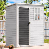 Outdoor Resin Storage Shed with Floor Included 5x3 FT, Waterproof Outside Sheds with Window Lockable Door, Plastic Sheds for Backyard Garden Patio Lawn Tools, Gray WELYAS