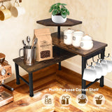 Uniqcovosa Kitchen Countertop Organizer, 3 Tier Moveable Corner Shelf Kitchen Shelf with Hook, Countertop Organizer for Bathroom, Spice Rack, Bookshelf, Coffee Area, Dresser Table (Brown) Uniqcovosa