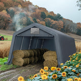 MFSTUDIO Outdoor Carport 13x22 ft, Portable Storage Sheds Shelter Garages Heavy Duty Canopy with Rolled up Zipper Doors, Outside Utility Shed Garage Tent for Boat,Patio Furniture and Tools MFSTUDIO