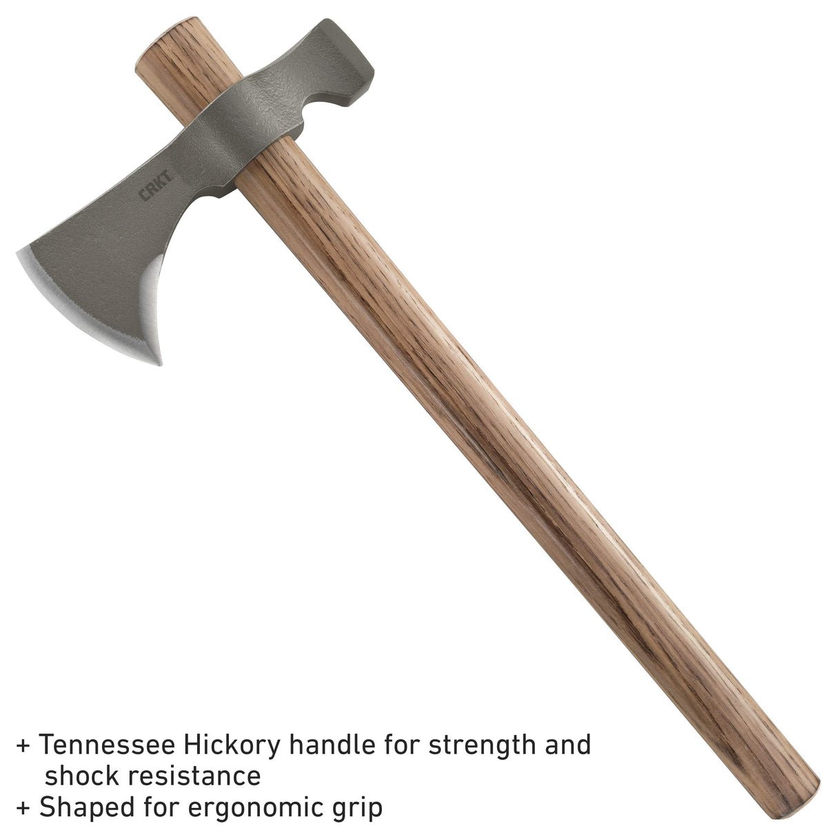 CRKT Woods Chogan Tomahawk Axe: RMJ T-Hawk Lightweight Outdoor Camping Axe with Hammerhead, Forged Carbon Steel Blade, and Hickory Wooden Handle 2730 CRKT