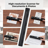 MUNBYN Portable Scanner, Photo Scanner for A4 Documents Pictures Pages Texts in 900 Dpi, Flat Scanning, Include 16G SD Card, Wand Document Reader Uploads Images to Computer Via USB Cable, No Driver MUNBYN