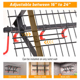 PLKOW Garage Wall Shelving Includes Bike Hooks, Sturdy Adjustable Garage Shelving Wall Mount Garage/Organizer (Black, 2-Pack) PLKOW